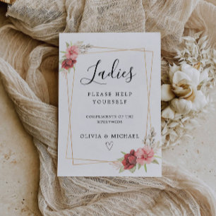 Ladies Room Sign Template, Rose Wedding Invitation