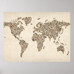 Ladies Shoes Map of the World Map Poster