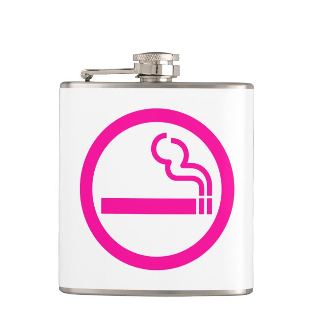 Ladies Smoking Area 喫煙女性 Japanese Sign Hip Flask (Front)