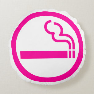 Ladies Smoking Area 喫煙女性 Japanese Sign Round Cushion
