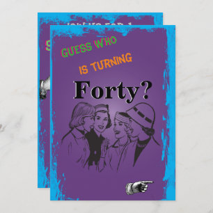 Ladies Surprise 40th Birthday Retro Vintage Invitation