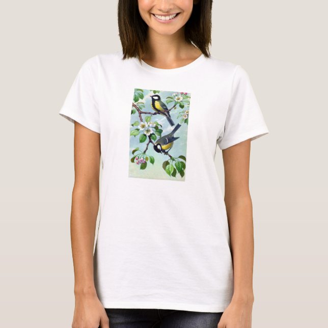 Ladies' T-Shirt - Ornithology - Great Tits (Front)