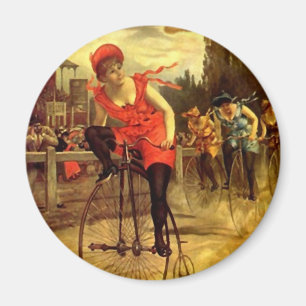 LADIES VINTAGE BIKE RACING BICYCLE RACE MAGNET