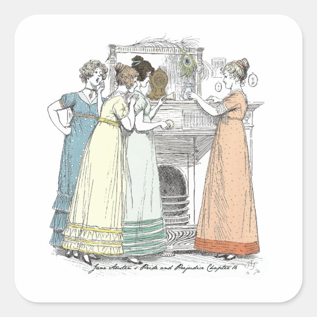 Ladies Waiting Jane Austen Pride and Prejudice Square Sticker (Front)