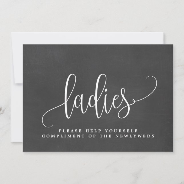 Ladies Wedding Bathroom Sign - Lovely Calligraphy Announcement (Front)