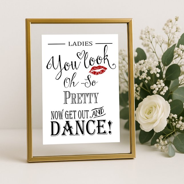 Ladies Wedding Bathroom Sign Pink Glitter Lips (Creator Uploaded)