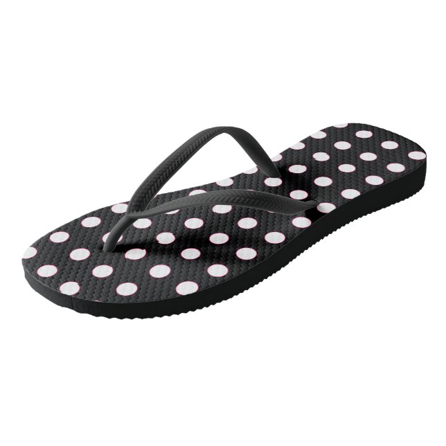Ladies White Polka Dot Thongs (Angled)