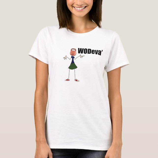 Ladies WODeva' shrugging kettlebell  t-shirt (Front)