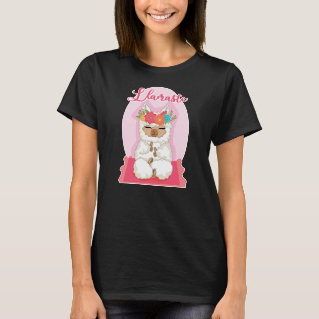 Ladies Yoga LLamaste Kawaii Llama Namaste T-Shirt (Front)