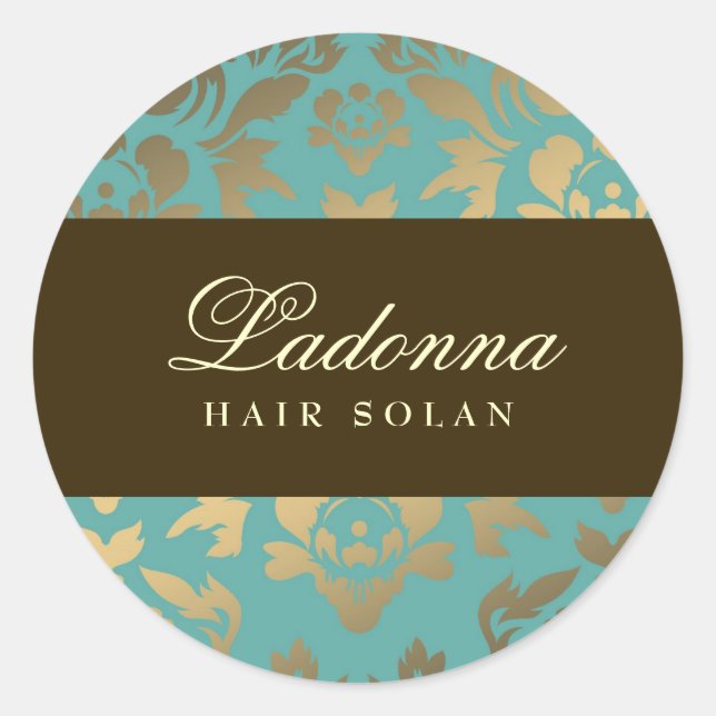 Ladonna Damask Brown Topaz Classic Round Sticker (Front)