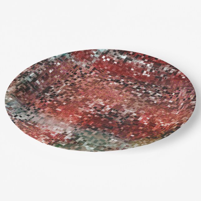 Ladrilho vermelho manchado com tinta spray paper plate (Angled)