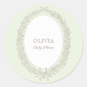 Laduree French Caffee Bonjour Bebe Green Classic Round Sticker