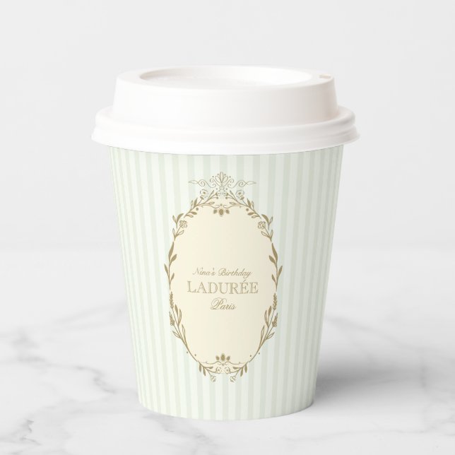 Ladurée Paris French Patisserie Vintage Birthday Paper Cups (Front)