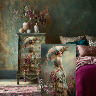 Lady & a Parasol Ethereal Floral Field Tissue Paper