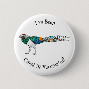 Lady amherst's pheasant bird cartoon illustration  6 cm round badge