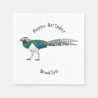 Lady amherst's pheasant bird cartoon illustration