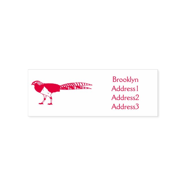 Lady amherst's pheasant bird cartoon illustration  self-inking stamp (Design)