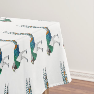 Lady amherst's pheasant bird cartoon illustration tablecloth