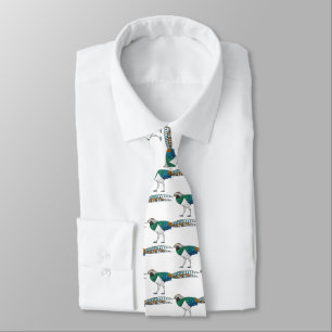 Lady amherst's pheasant bird cartoon illustration tie