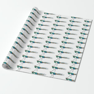 Lady amherst's pheasant bird cartoon illustration  wrapping paper
