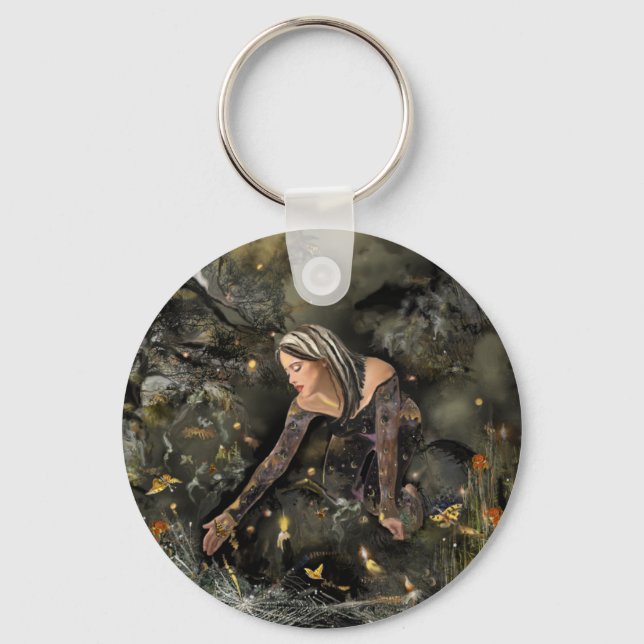 Lady and  Butterflies! Key Ring (Front)