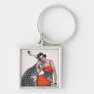 Lady and Leopard Key Ring