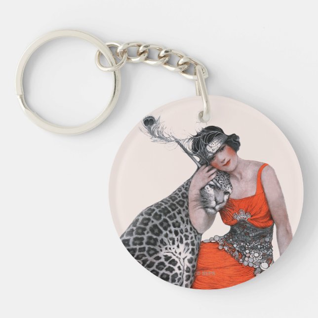 Lady and Leopard Key Ring (Front)