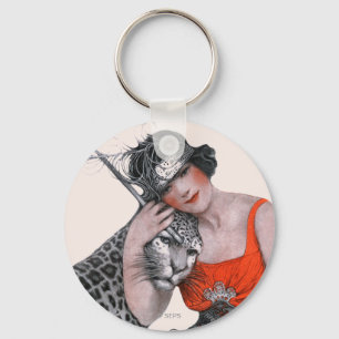 Lady and Leopard Key Ring