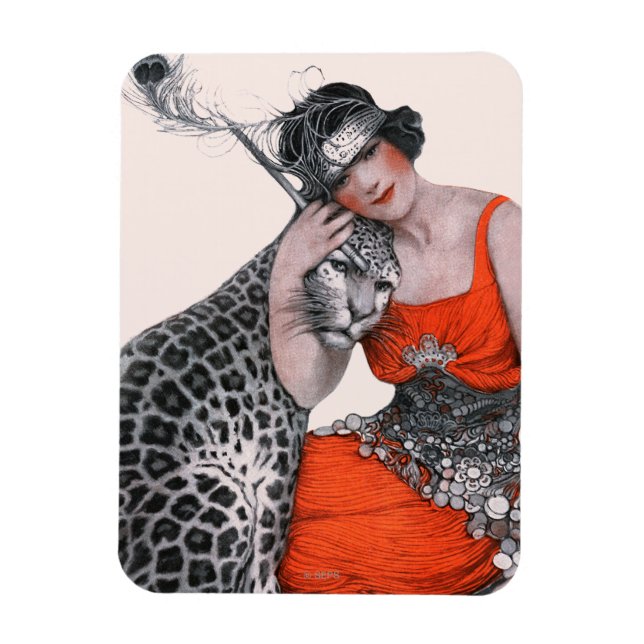 Lady and Leopard Magnet (Vertical)
