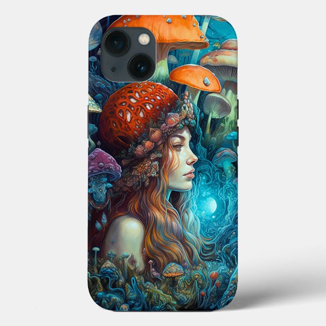 Lady And Mushrooms Surreal Fantasy Art Case-Mate iPhone Case (Back)