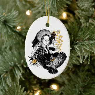 Lady and Night Owl Ceramic Ornament