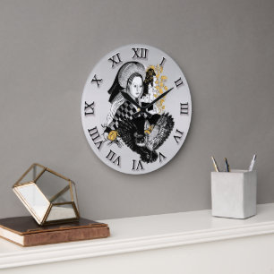 Lady and Night Owl Large Clock