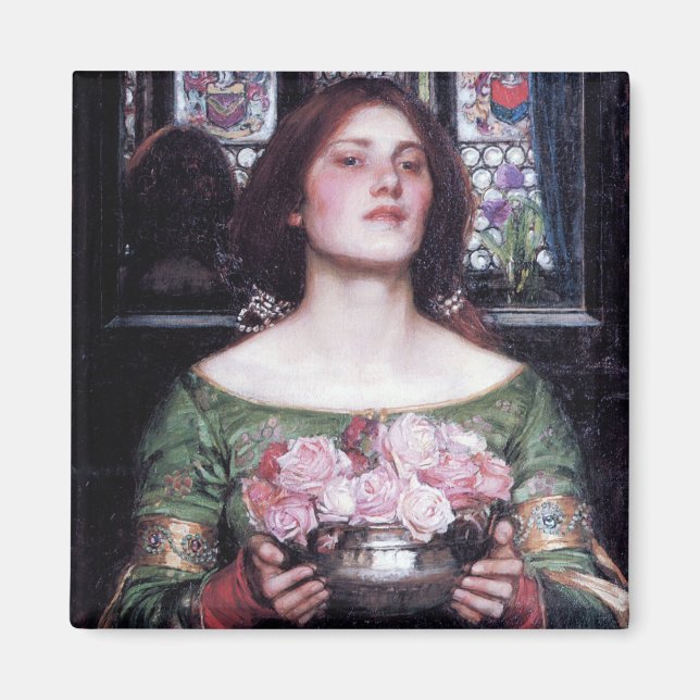 Lady and Roses, John William Waterhouse Magnet (Front)