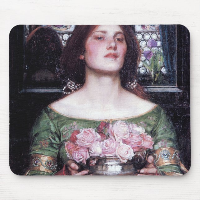 Lady and Roses, John William Waterhouse Mouse Pad (Front)