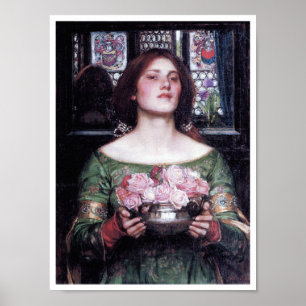 Lady and Roses, John William Waterhouse Poster