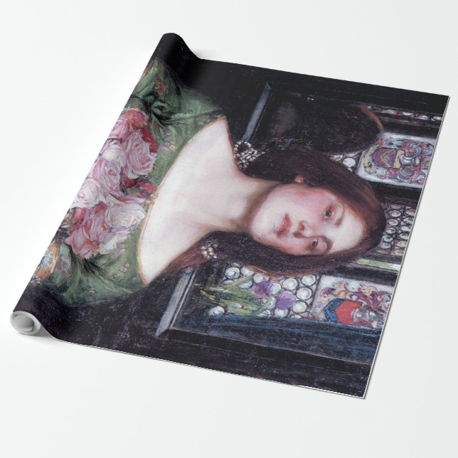 Lady and Roses, John William Waterhouse Wrapping Paper (Unrolled)