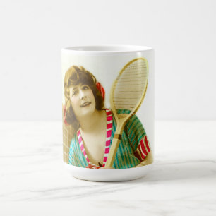 Lady and tennis coffee mug