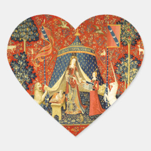Lady and The Unicorn Mediaeval Tapestry: French Ar Heart Sticker
