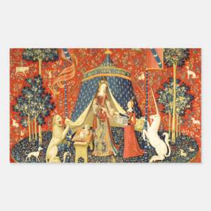 Lady and The Unicorn Mediaeval Tapestry: French Ar Rectangular Sticker