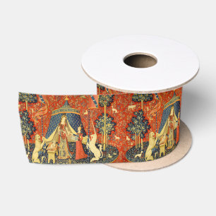 Lady and The Unicorn Mediaeval Tapestry: French Ar Satin Ribbon
