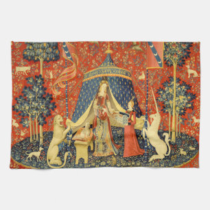 Lady and The Unicorn Mediaeval Tapestry: French Ar Tea Towel