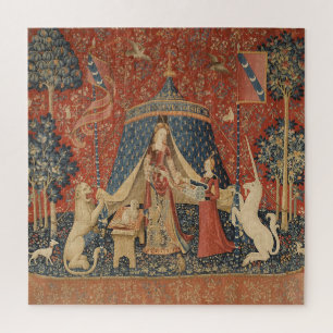 Lady And The Unicorn Middle Ages Vintage Tapestry Jigsaw Puzzle