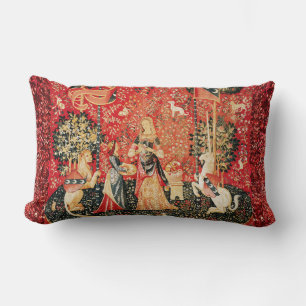 LADY AND UNICORN Lion,Fantasy Flowers,Animals Lumbar Cushion