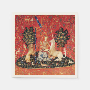LADY AND UNICORN Lion,Fantasy Flowers,Animals Napkin