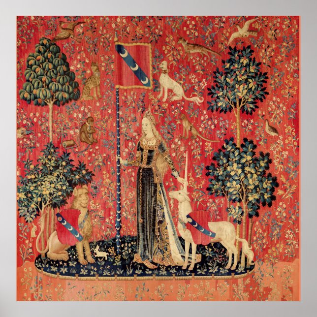 LADY AND UNICORN Lion,Fantasy Flowers,Animals Poster (Front)