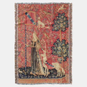 LADY AND UNICORN Lion,Fantasy Flowers,Animals Throw Blanket