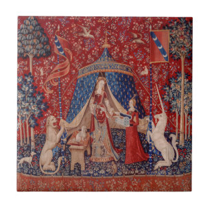 Lady and Unicorn Mediaeval Tapestry Desire Ceramic Tile