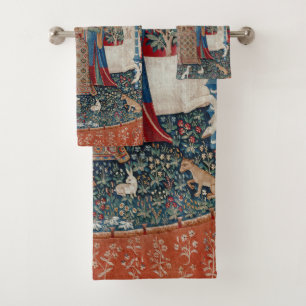 Lady and Unicorn Mediaeval Tapestry Hearing Bath Towel Set