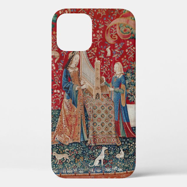 Lady and Unicorn Mediaeval Tapestry Hearing Case-Mate iPhone Case (Back)