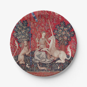 Lady and Unicorn Mediaeval Tapestry Sight Paper Plate